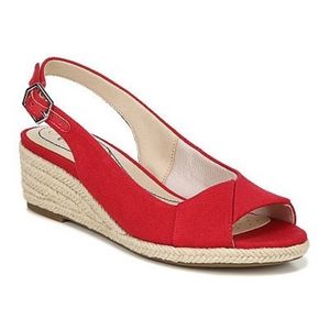 Life Stride Red Canvas Women's Socialite Espadrille Wedge Sandal Sz 8 M